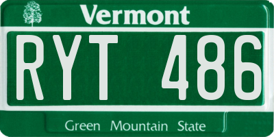 VT license plate RYT486