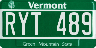 VT license plate RYT489