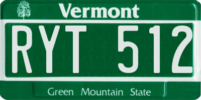 VT license plate RYT512