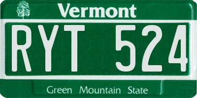 VT license plate RYT524