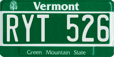 VT license plate RYT526