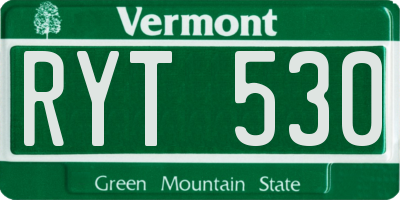 VT license plate RYT530