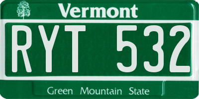 VT license plate RYT532