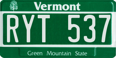 VT license plate RYT537