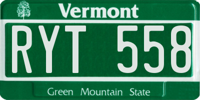 VT license plate RYT558