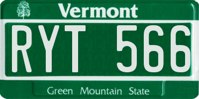 VT license plate RYT566