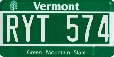 VT license plate RYT574