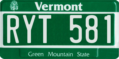 VT license plate RYT581