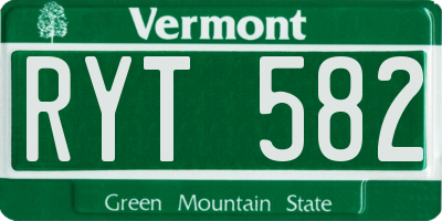 VT license plate RYT582