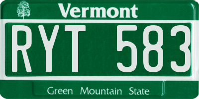 VT license plate RYT583