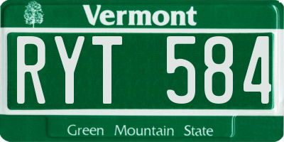 VT license plate RYT584