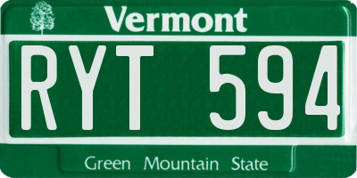 VT license plate RYT594