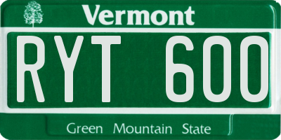 VT license plate RYT600