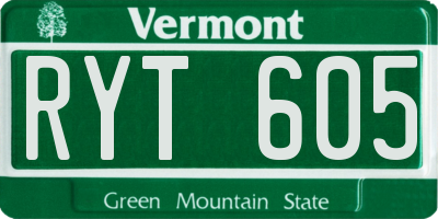 VT license plate RYT605