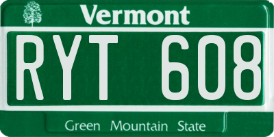 VT license plate RYT608