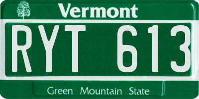 VT license plate RYT613