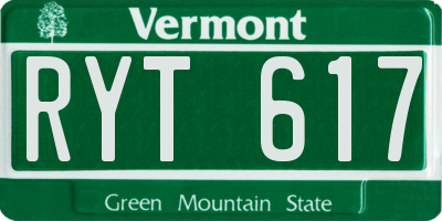 VT license plate RYT617