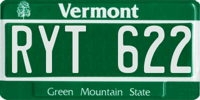 VT license plate RYT622