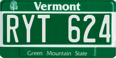 VT license plate RYT624
