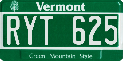 VT license plate RYT625