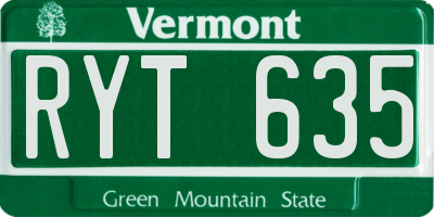 VT license plate RYT635