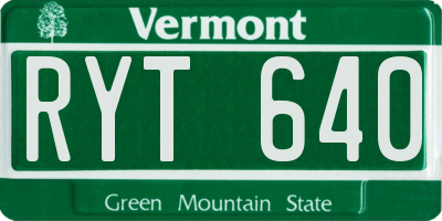 VT license plate RYT640