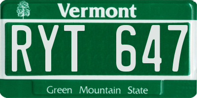 VT license plate RYT647