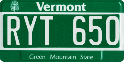 VT license plate RYT650