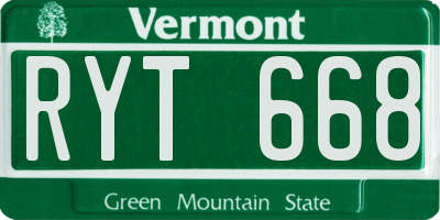 VT license plate RYT668