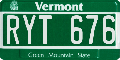 VT license plate RYT676