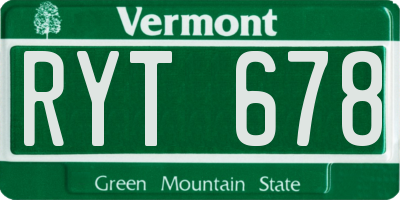 VT license plate RYT678