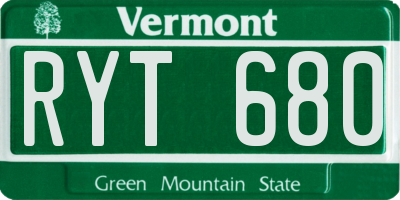 VT license plate RYT680