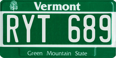 VT license plate RYT689