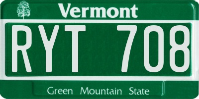 VT license plate RYT708