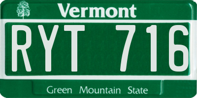 VT license plate RYT716