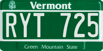 VT license plate RYT725