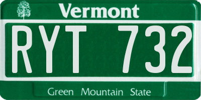 VT license plate RYT732