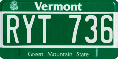 VT license plate RYT736