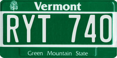 VT license plate RYT740