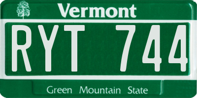 VT license plate RYT744