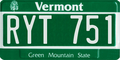 VT license plate RYT751