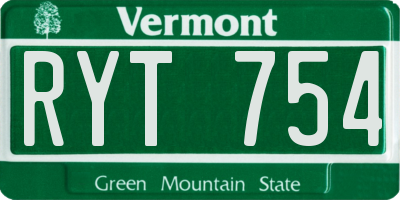 VT license plate RYT754