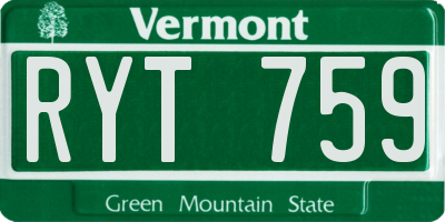 VT license plate RYT759