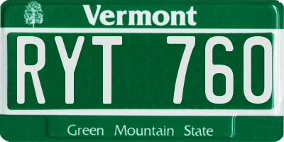 VT license plate RYT760