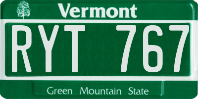 VT license plate RYT767