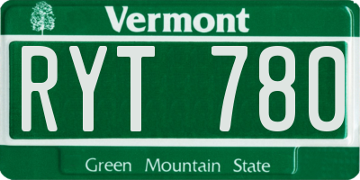 VT license plate RYT780