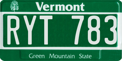 VT license plate RYT783
