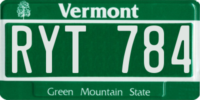 VT license plate RYT784