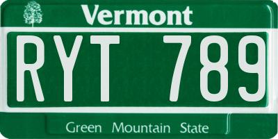 VT license plate RYT789