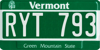 VT license plate RYT793